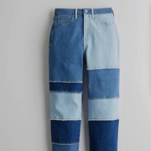 Hollister Ultra High-Rise Medium Wash Patchwork Vintage Straight Jeans